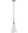 Tango 1-Light Pendant Matte White   Burnished Brass Fashion