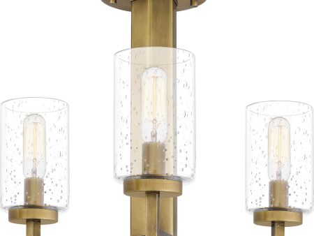 Sunburst 3-light Semi Flush Mount Weathered Brass Online Sale