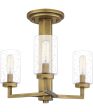 Sunburst 3-light Semi Flush Mount Weathered Brass Online Sale