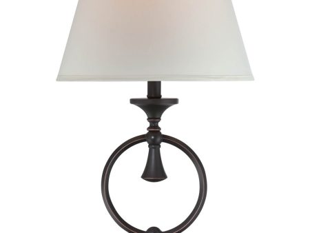 Stephanos 1-Light Table Lamp Dark Bronze Off-White Fabric Shade Supply