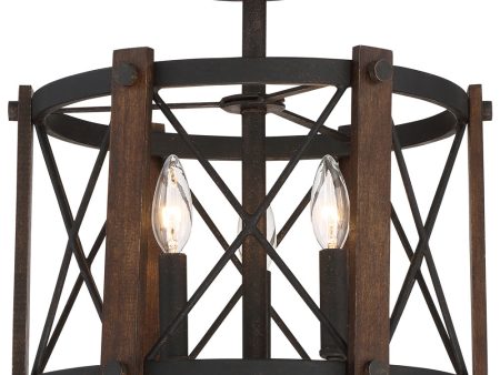 Baron Medium 3-light Semi Flush Mount Marcado Black on Sale