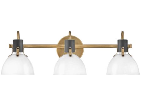 Argo 3-Light Three Light Vanity in Heritage Brass For Sale