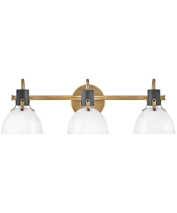 Argo 3-Light Three Light Vanity in Heritage Brass For Sale