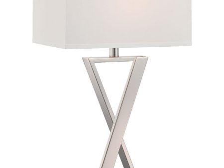 Alexis 1-Light Table Lamp Chrome White Fabric Shade Online