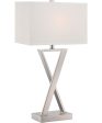 Alexis 1-Light Table Lamp Chrome White Fabric Shade Online