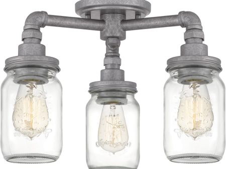 Squire 3-light Semi Flush Mount Galvanized Discount