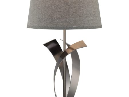 Wayde 1-Light Table Lamp Gun Metal Grey Fabric Shade Online Sale