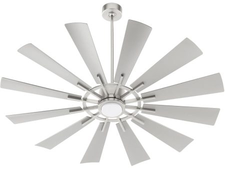 60  Cirque 1-light LED Indoor Outdoor Patio Ceiling Fan Satin Nickel For Discount