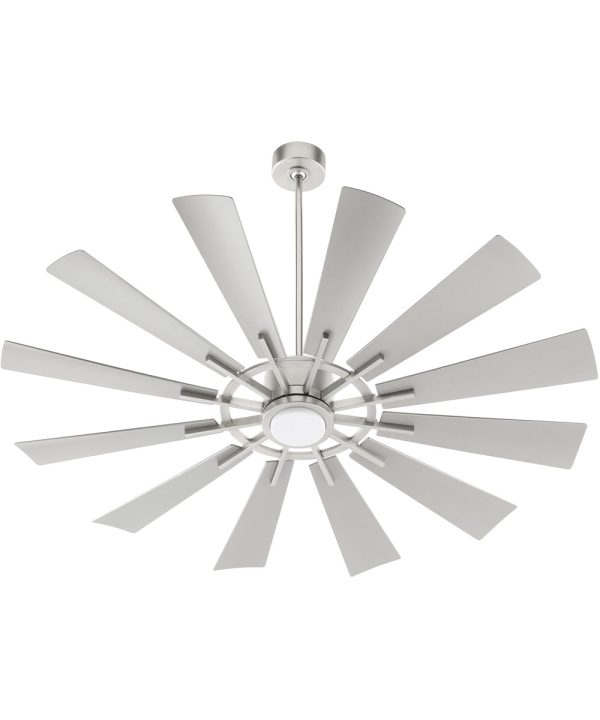 60  Cirque 1-light LED Indoor Outdoor Patio Ceiling Fan Satin Nickel For Discount