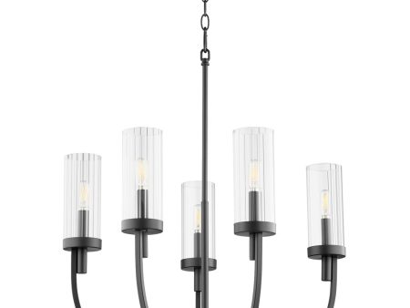 Ladin 5-light Chandelier Textured Black w  Clear Glass Supply