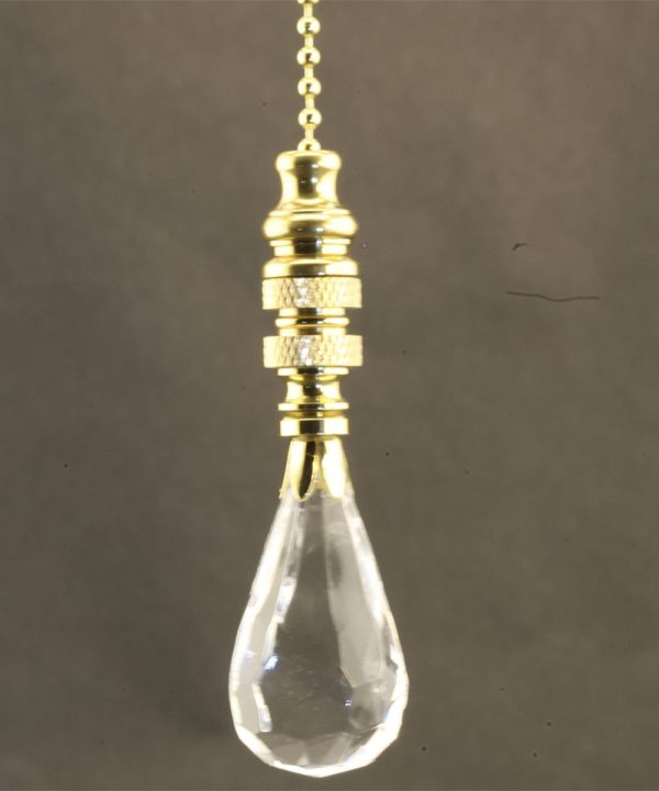 Acrylic Faceted Pendant Fan Pull 2.75 h Polished Brass Base Chain Online Hot Sale