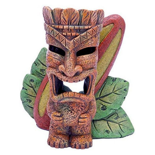 Tiki with Surfboard Aquarium Ornament 6   Tall by Penn Plax For Cheap